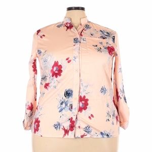 Blouse Long Sleeve Button Roll Up Straps Size 4X